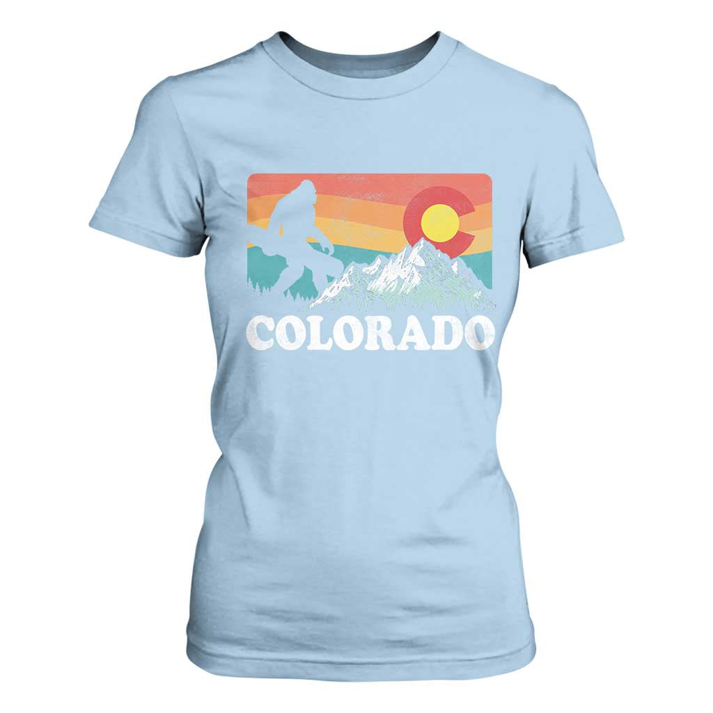 Funny Colorado Snowboarding Bigfoot Mountain Winter Sport T Shirt For Women TS11 Light Blue Print Your Wear