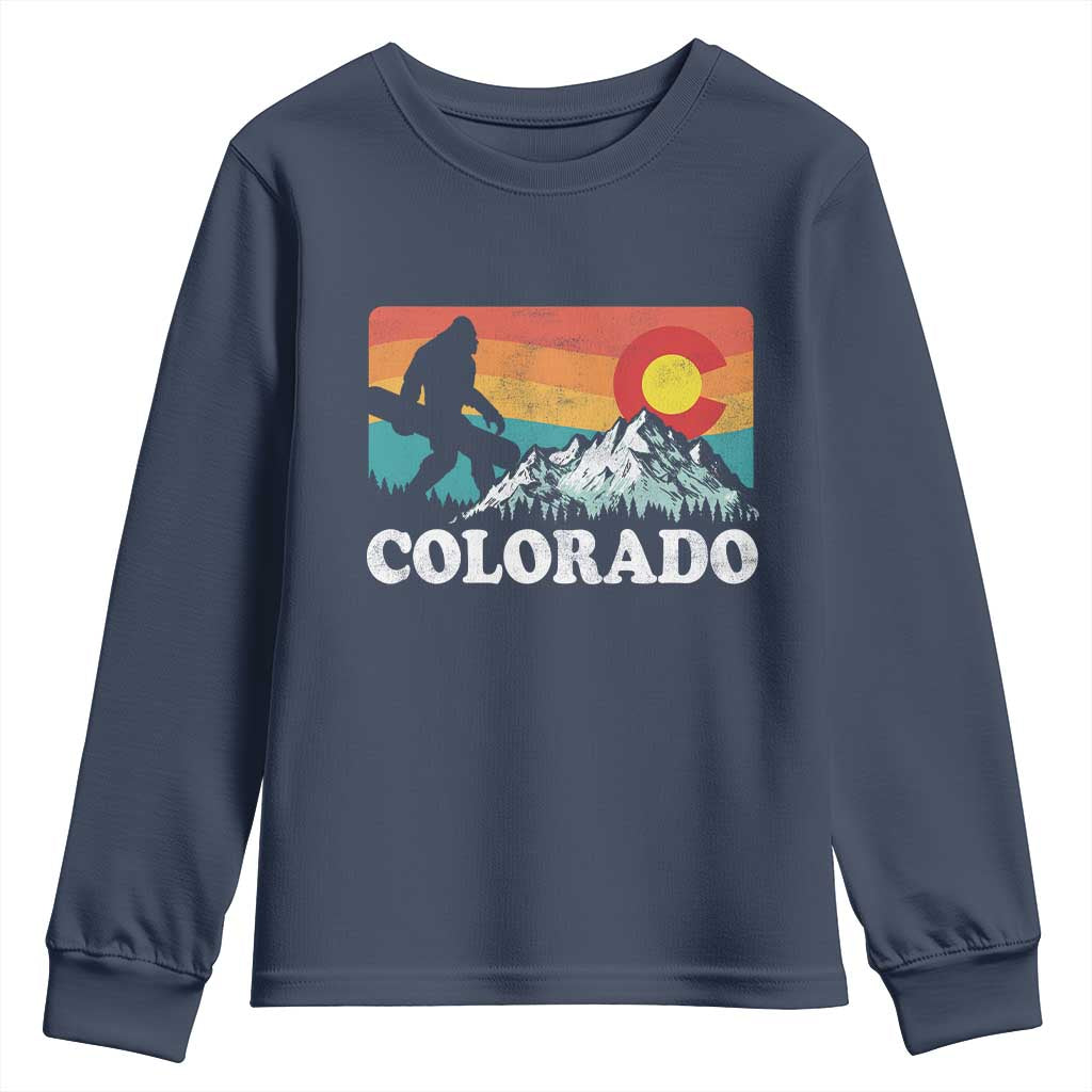 Funny Colorado Snowboarding Bigfoot Mountain Winter Sport Youth Sweatshirt TS11 Navy Print Your Wear