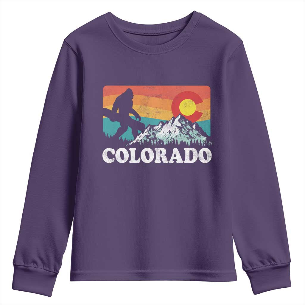 Funny Colorado Snowboarding Bigfoot Mountain Winter Sport Youth Sweatshirt TS11 Purple Print Your Wear