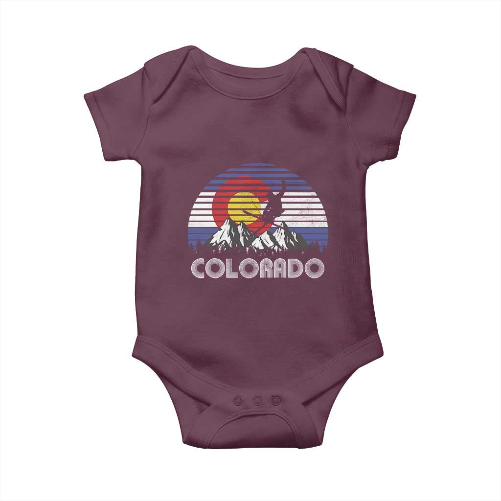 Ski Skiing Colorado Snow Mountain Winter Sport Baby Onesie TS11 Maroon Print Your Wear