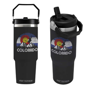Ski Skiing Colorado Snow Mountain Winter Sport Flip Straw Tumbler TS11 One Size: 30 oz Black Print Your Wear