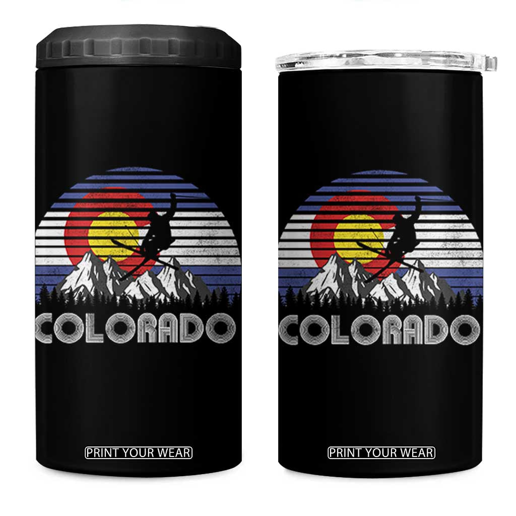 Ski Skiing Colorado Snow Mountain Winter Sport 4 in 1 Can Cooler Tumbler TS11 One Size: 16 oz Black Print Your Wear