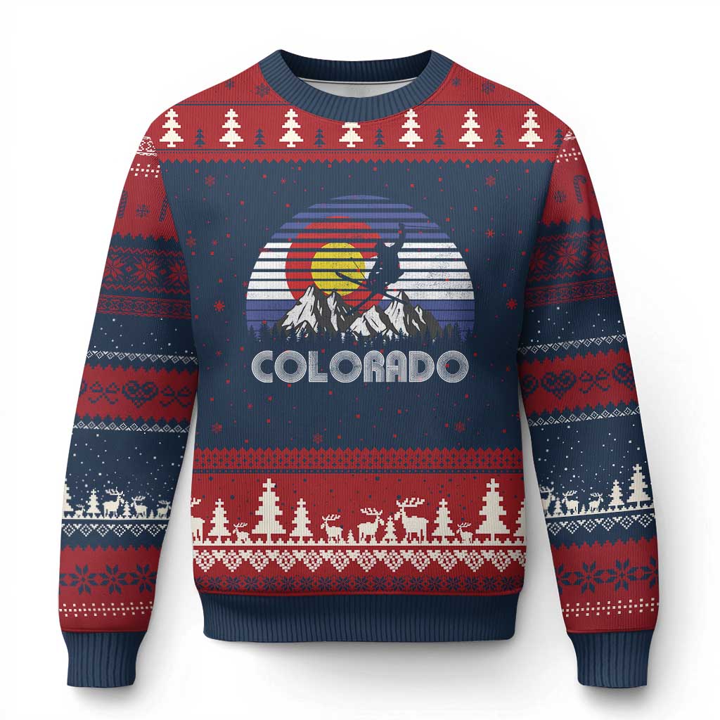 Ski Skiing Colorado Snow Mountain Winter Sport Ugly Christmas Sweater TS11 Navy Red Print Your Wear
