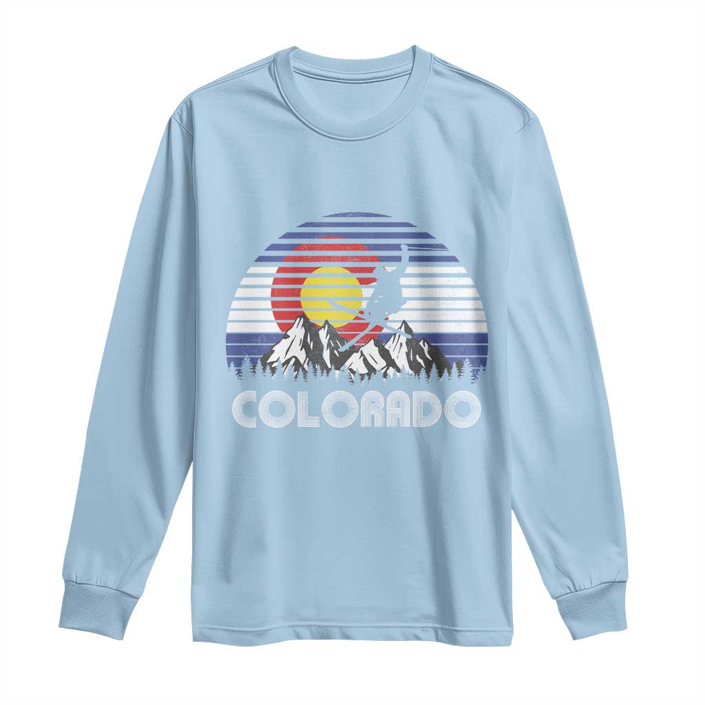 Ski Skiing Colorado Snow Mountain Winter Sport Long Sleeve Shirt TS11 Light Blue Print Your Wear