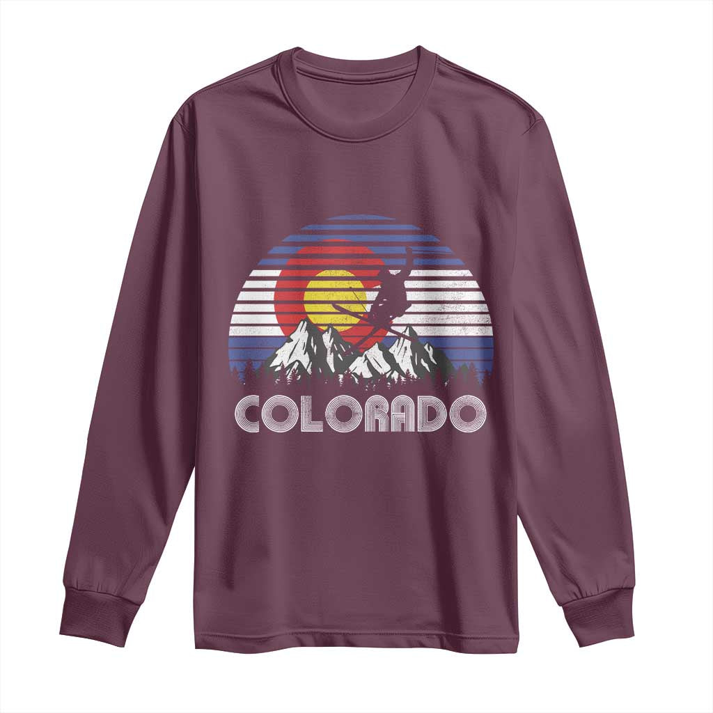 Ski Skiing Colorado Snow Mountain Winter Sport Long Sleeve Shirt TS11 Maroon Print Your Wear