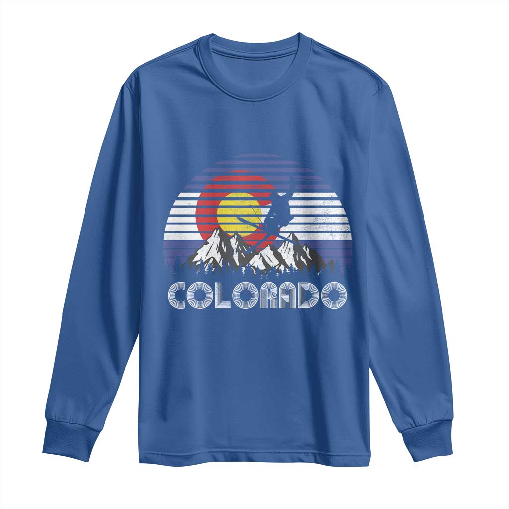 Ski Skiing Colorado Snow Mountain Winter Sport Long Sleeve Shirt TS11 Royal Blue Print Your Wear