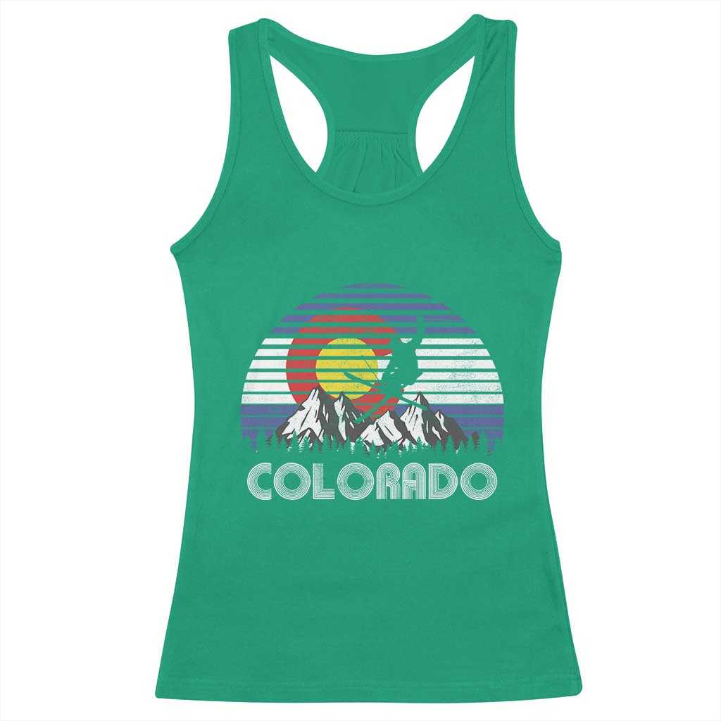 Ski Skiing Colorado Snow Mountain Winter Sport Racerback Tank Top TS11 Irish Green Print Your Wear