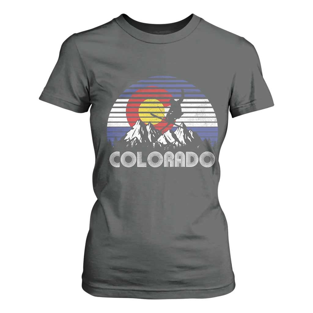 Ski Skiing Colorado Snow Mountain Winter Sport T Shirt For Women TS11 Dark Heather Print Your Wear