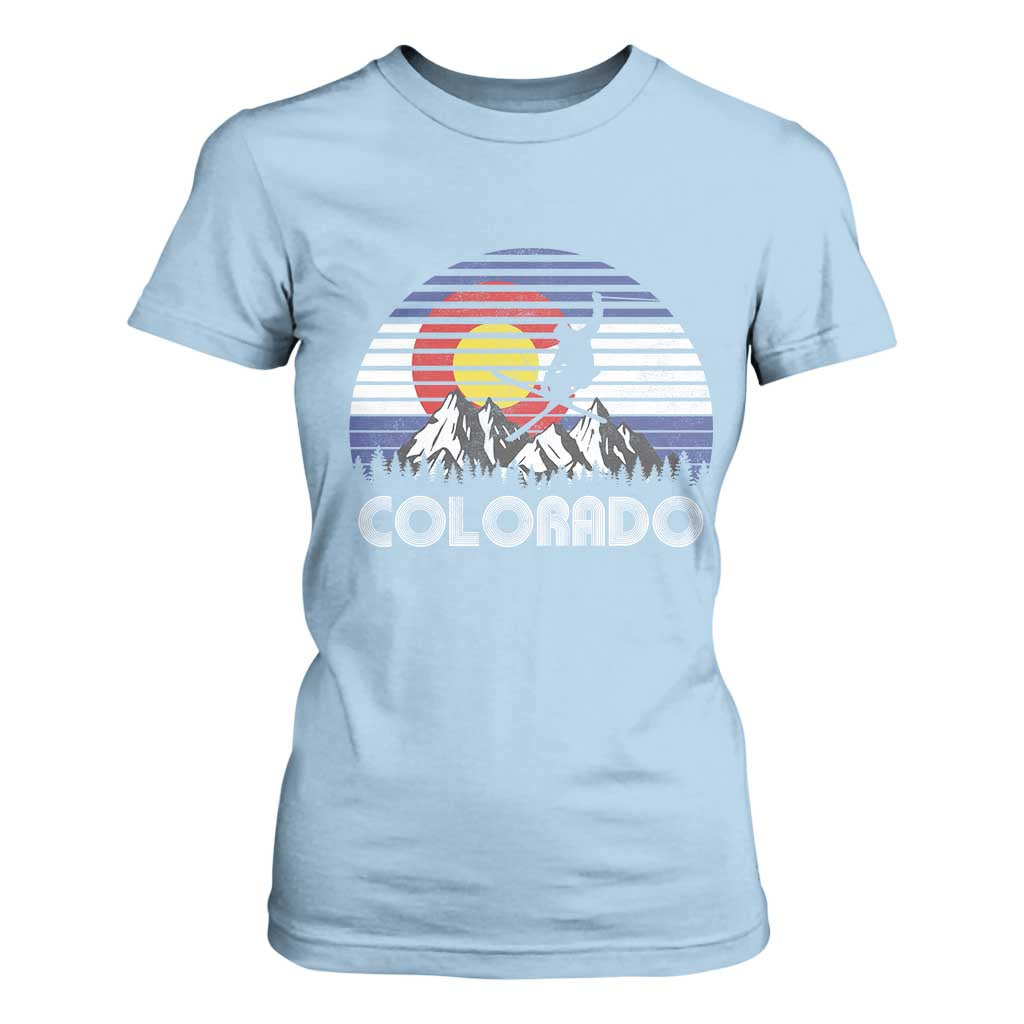 Ski Skiing Colorado Snow Mountain Winter Sport T Shirt For Women TS11 Light Blue Print Your Wear