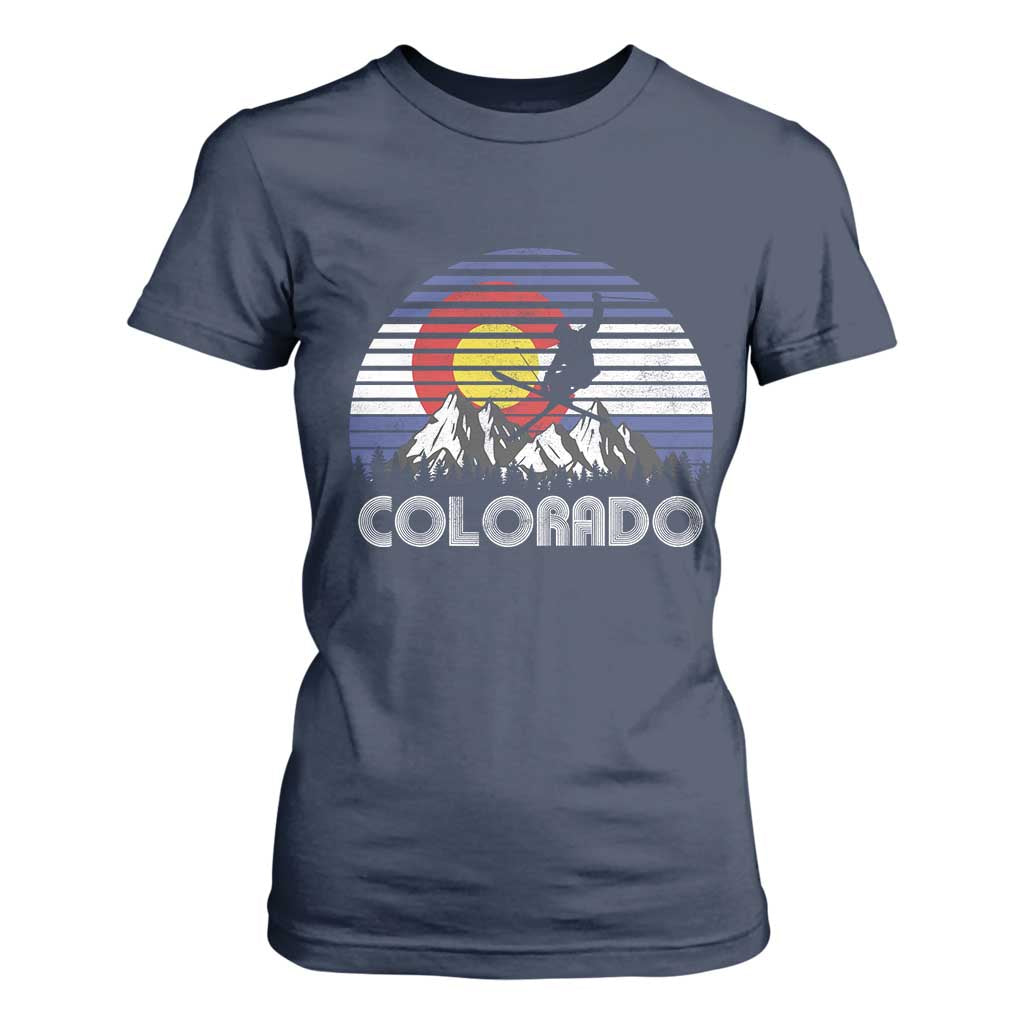 Ski Skiing Colorado Snow Mountain Winter Sport T Shirt For Women TS11 Navy Print Your Wear