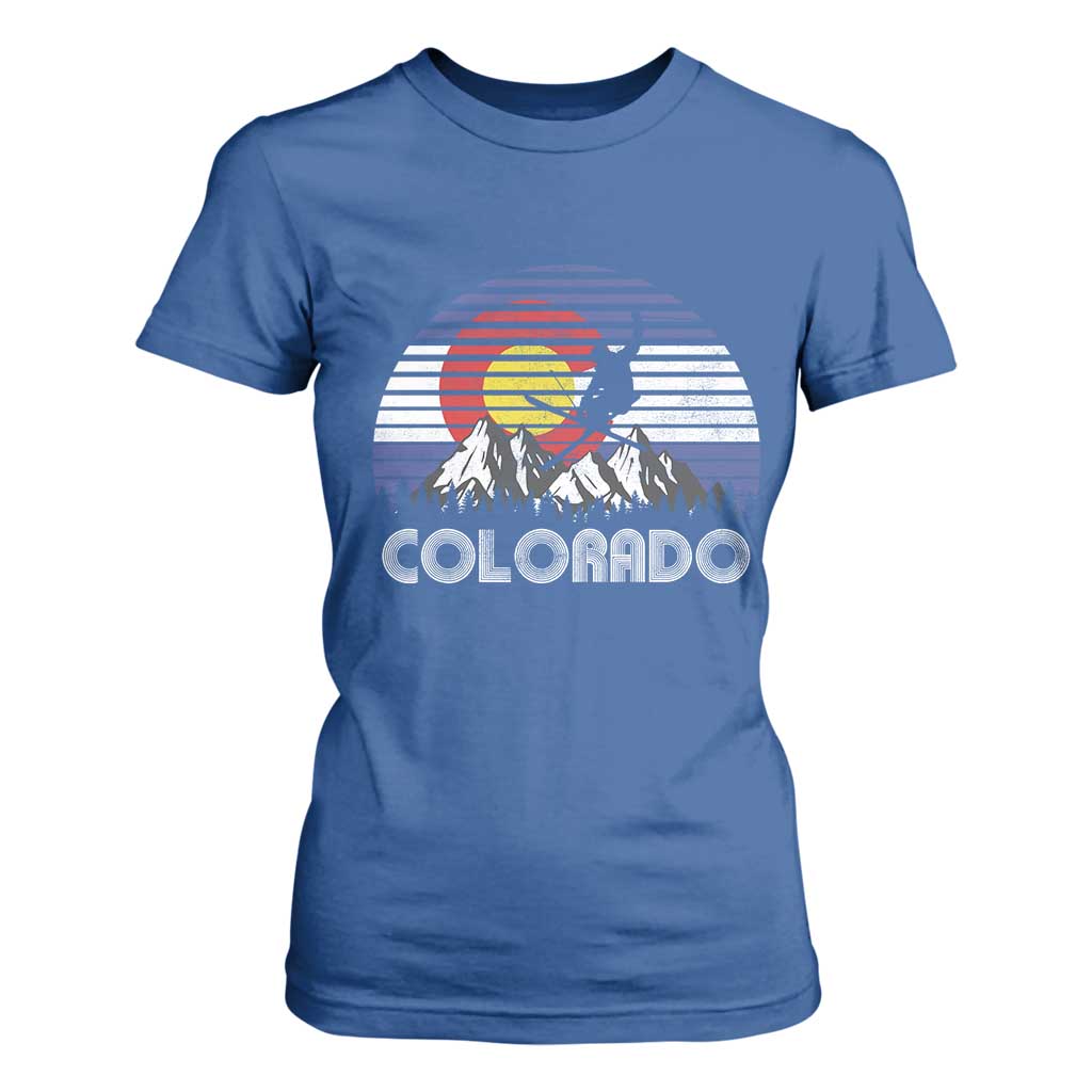Ski Skiing Colorado Snow Mountain Winter Sport T Shirt For Women TS11 Royal Blue Print Your Wear