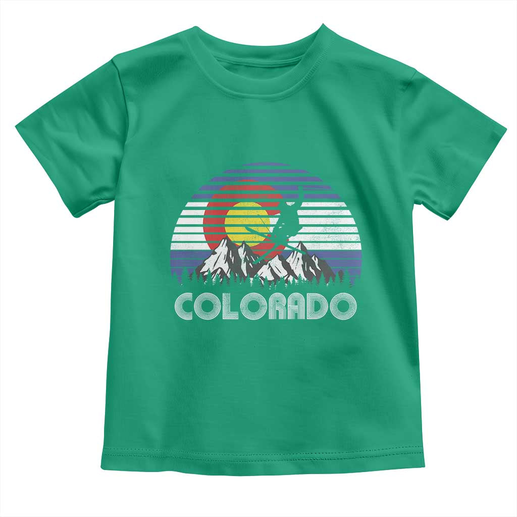 Ski Skiing Colorado Snow Mountain Winter Sport Toddler T Shirt TS11 Irish Green Print Your Wear