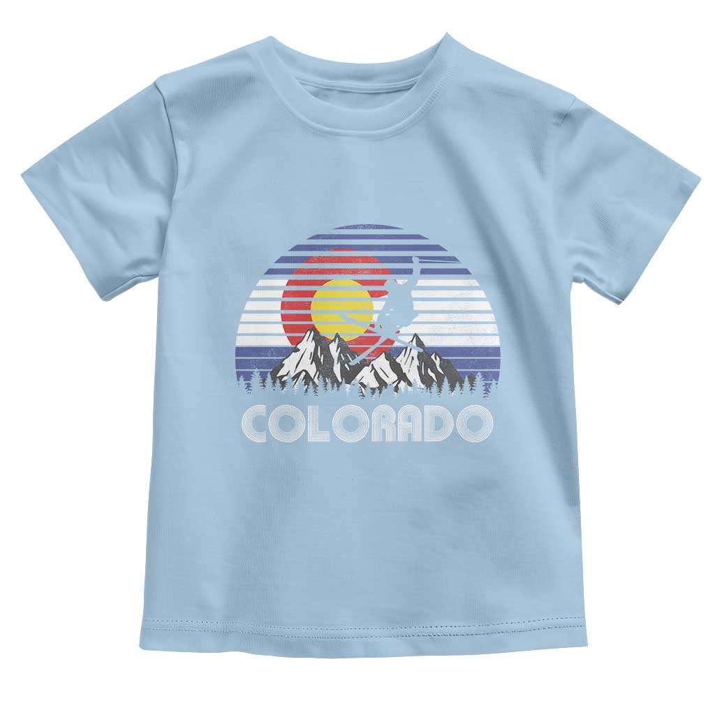 Ski Skiing Colorado Snow Mountain Winter Sport Toddler T Shirt TS11 Light Blue Print Your Wear