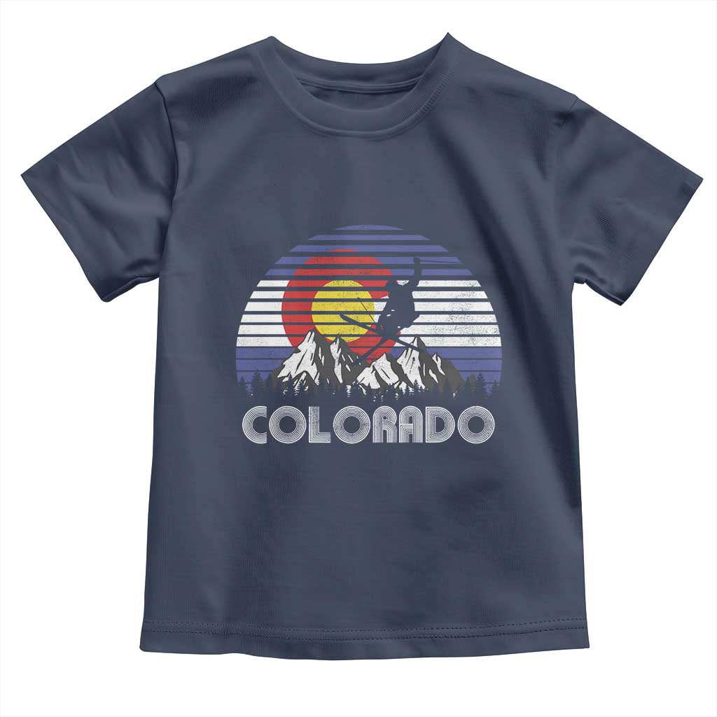 Ski Skiing Colorado Snow Mountain Winter Sport Toddler T Shirt TS11 Navy Print Your Wear