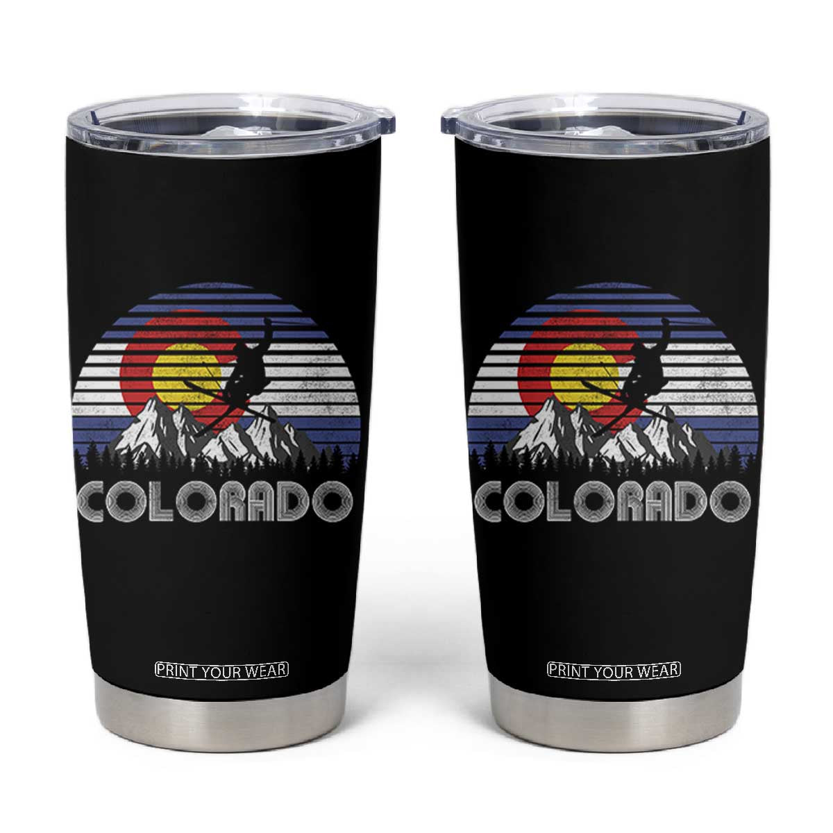 Ski Skiing Colorado Snow Mountain Winter Sport Tumbler Cup TS11 Black Print Your Wear