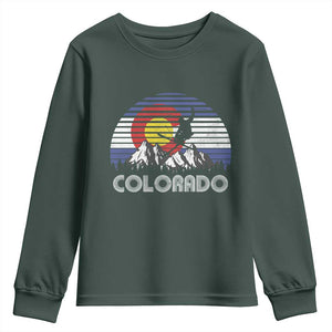 Ski Skiing Colorado Snow Mountain Winter Sport Youth Sweatshirt TS11 Dark Forest Green Print Your Wear