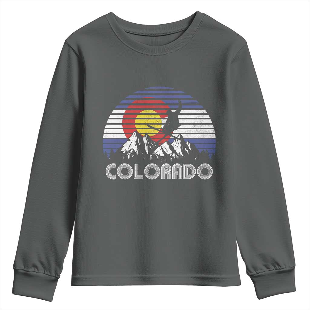Ski Skiing Colorado Snow Mountain Winter Sport Youth Sweatshirt TS11 Dark Heather Print Your Wear