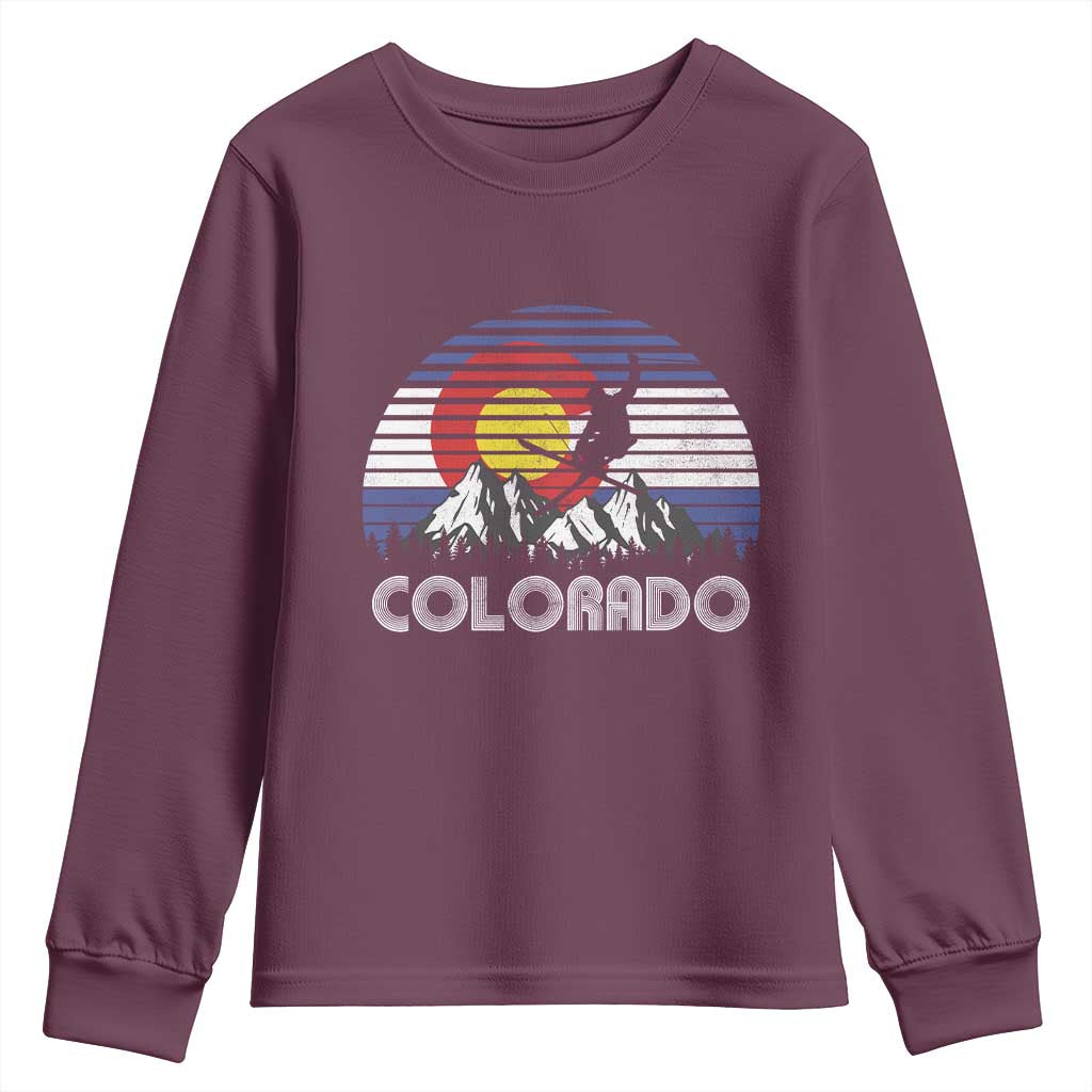 Ski Skiing Colorado Snow Mountain Winter Sport Youth Sweatshirt TS11 Maroon Print Your Wear