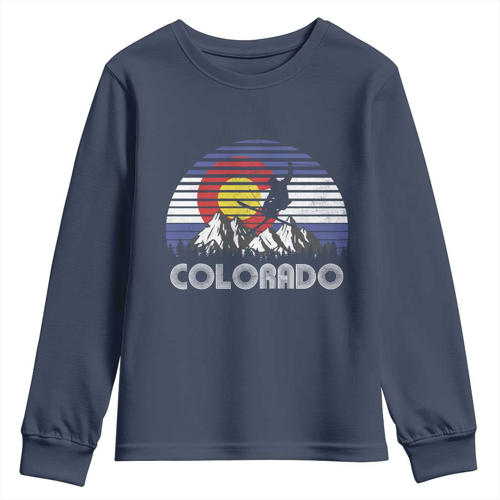 Ski Skiing Colorado Snow Mountain Winter Sport Youth Sweatshirt TS11 Navy Print Your Wear