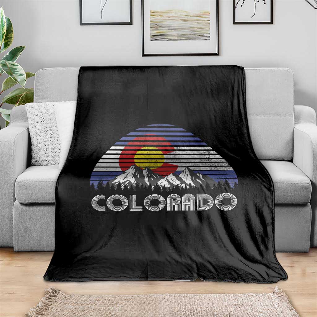Colorado Flag Mountain 70s Retro Patriotic Colorado State Day Throw Blanket TS11 Print Your Wear