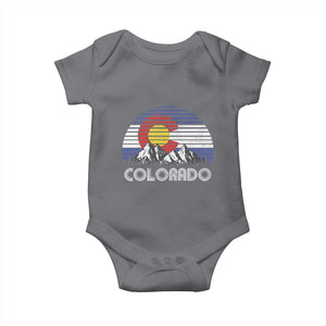 Colorado Flag Mountain 70s Retro Patriotic Colorado State Day Baby Onesie TS11 Charcoal Print Your Wear