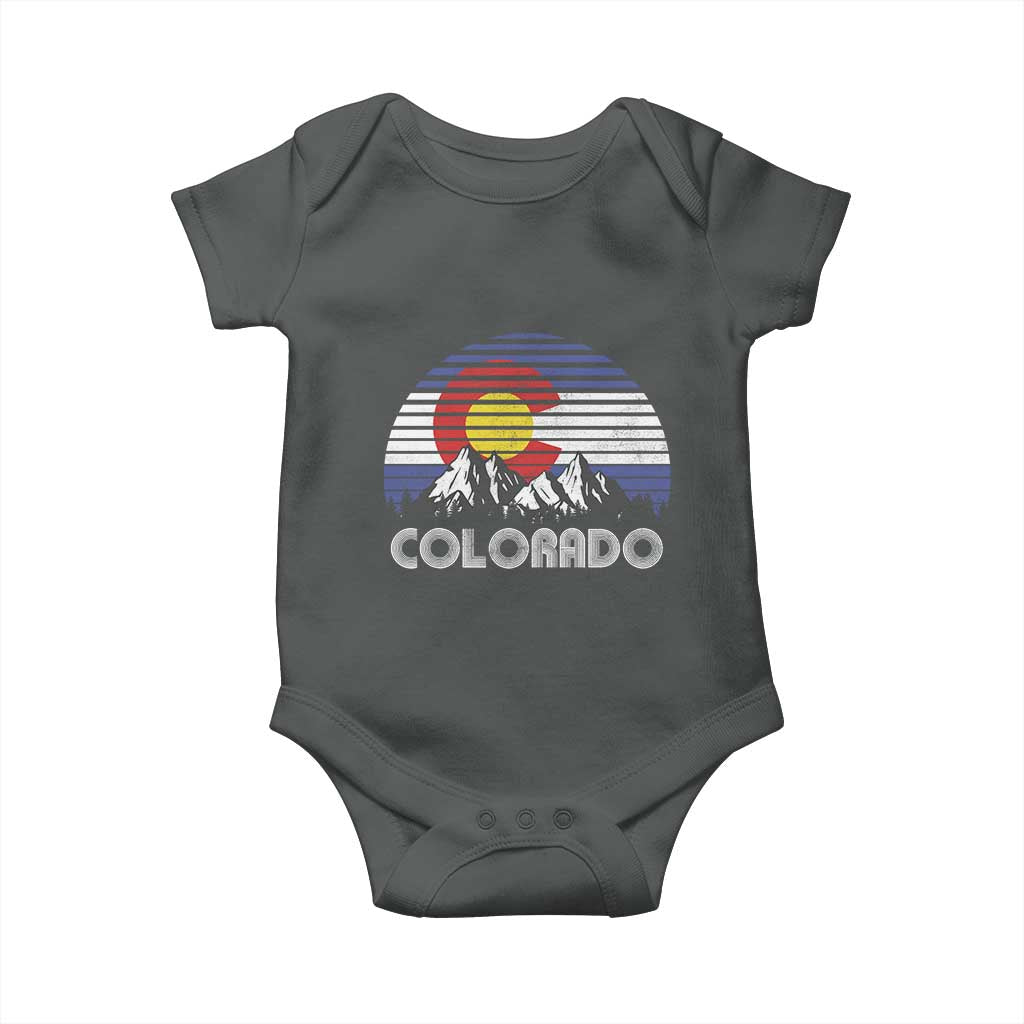Colorado Flag Mountain 70s Retro Patriotic Colorado State Day Baby Onesie TS11 Dark Heather Print Your Wear