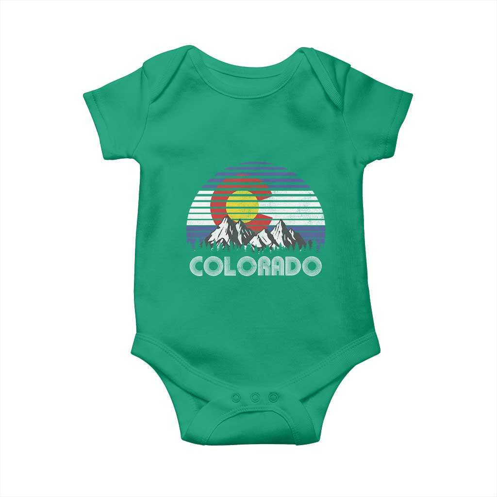 Colorado Flag Mountain 70s Retro Patriotic Colorado State Day Baby Onesie TS11 Irish Green Print Your Wear