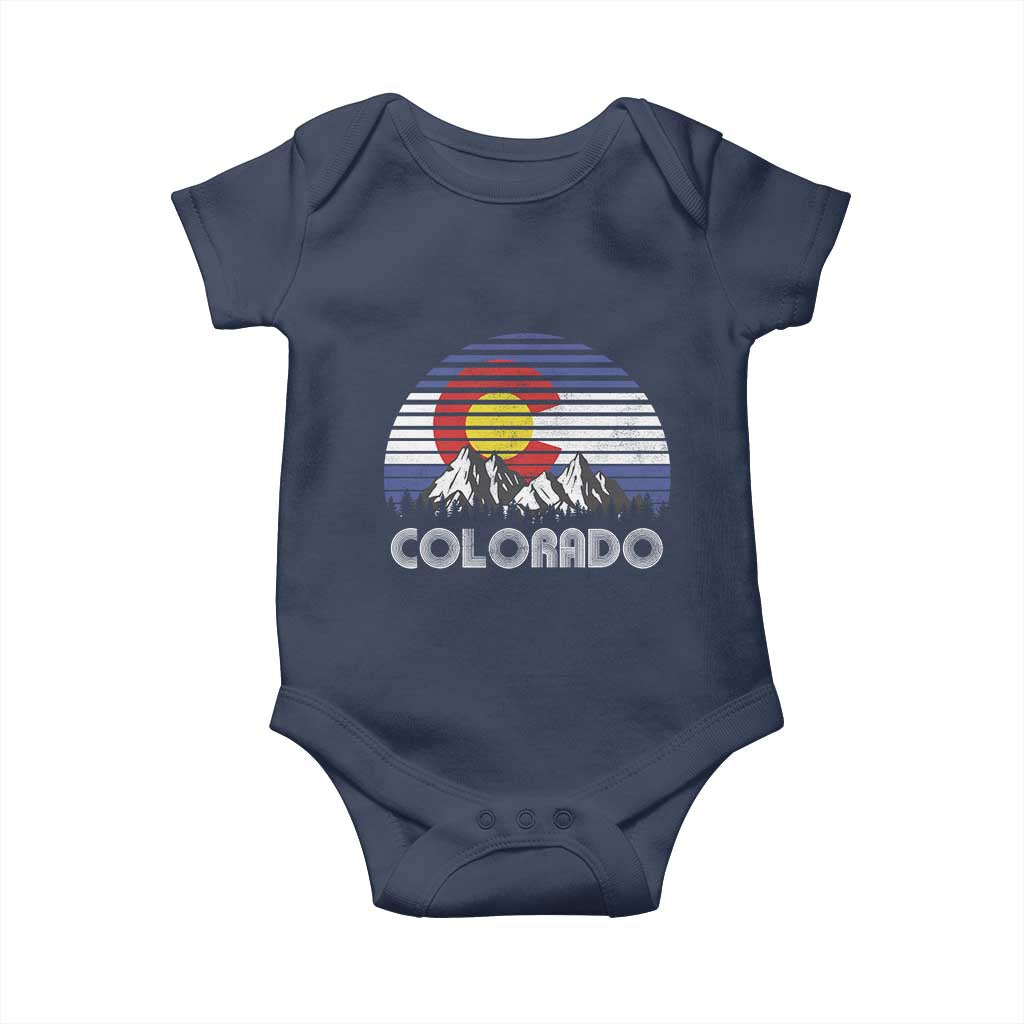 Colorado Flag Mountain 70s Retro Patriotic Colorado State Day Baby Onesie TS11 Navy Print Your Wear