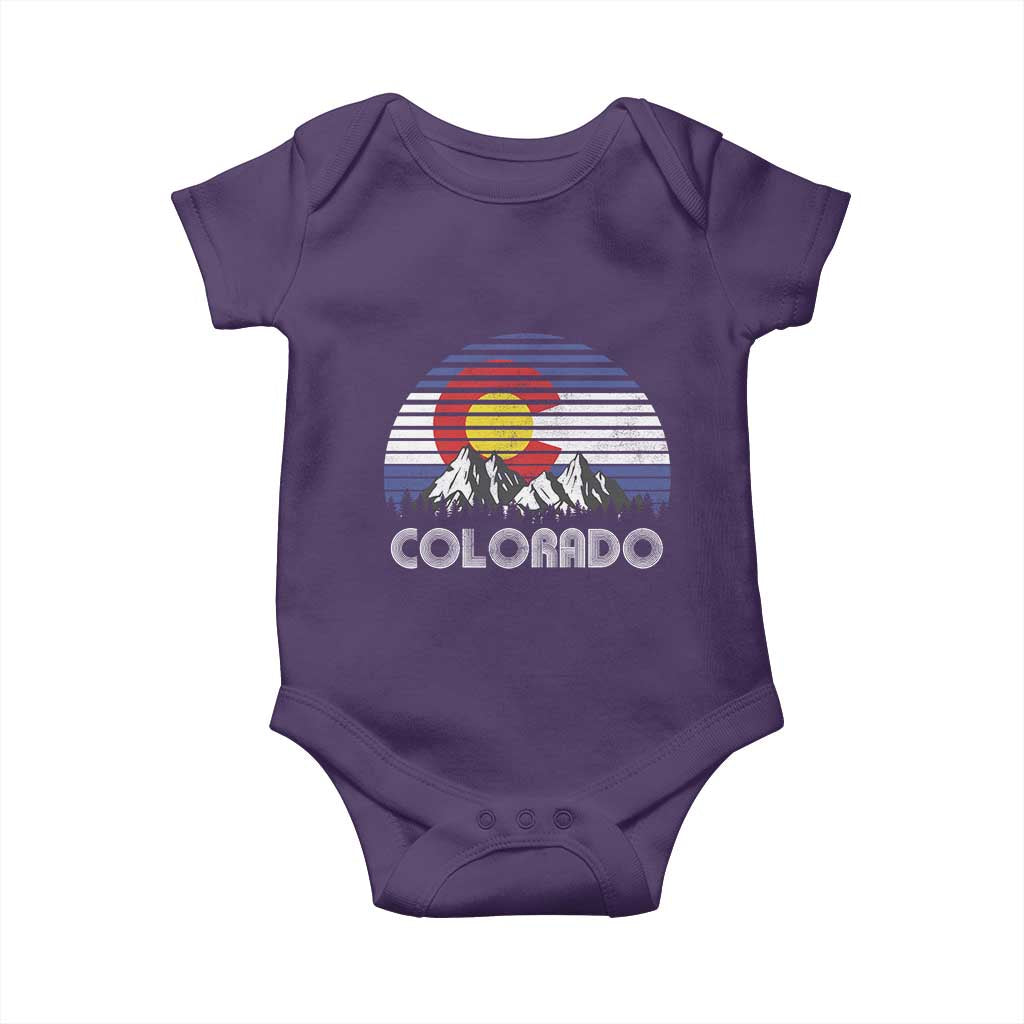 Colorado Flag Mountain 70s Retro Patriotic Colorado State Day Baby Onesie TS11 Purple Print Your Wear