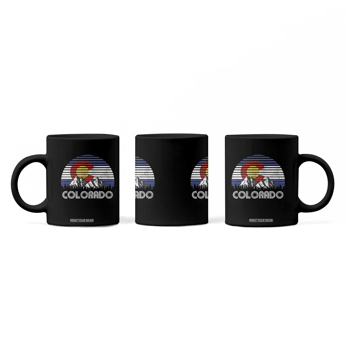 Colorado Flag Mountain 70s Retro Patriotic Colorado State Day Coffee Mug TS11 Print Your Wear