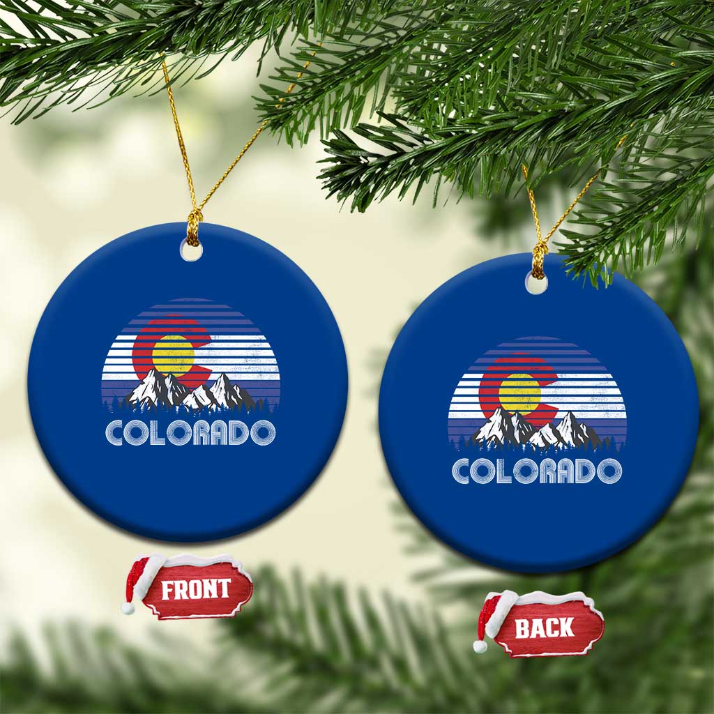 Colorado Flag Mountain 70s Retro Patriotic Colorado State Day Ceramic Ornament TS11 1pc Blue Print Your Wear