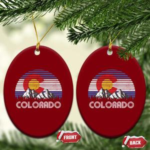 Colorado Flag Mountain 70s Retro Patriotic Colorado State Day Ceramic Ornament TS11 Print Your Wear