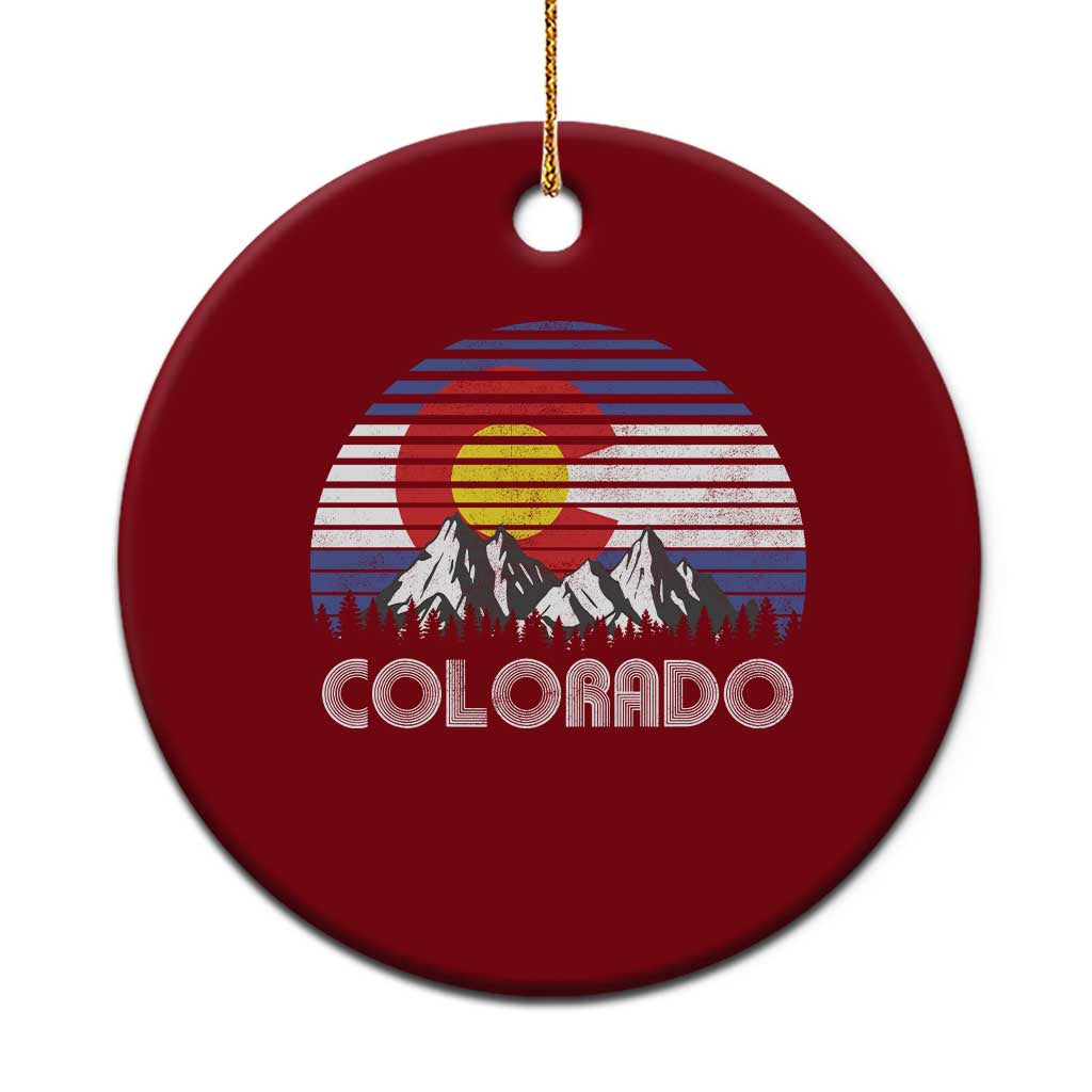 Colorado Flag Mountain 70s Retro Patriotic Colorado State Day Ceramic Ornament TS11 1pc Red Print Your Wear