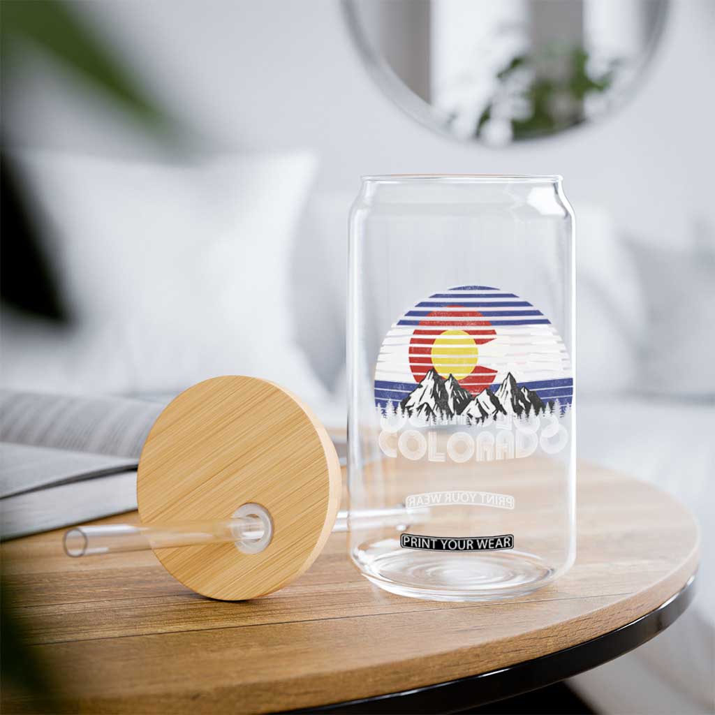 Colorado Flag Mountain 70s Retro Patriotic Colorado State Day Glass Can TS11 Print Your Wear