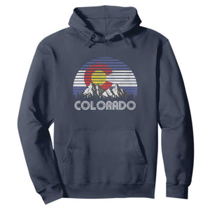 Colorado Flag Mountain 70s Retro Patriotic Colorado State Day Hoodie TS11 Navy Print Your Wear