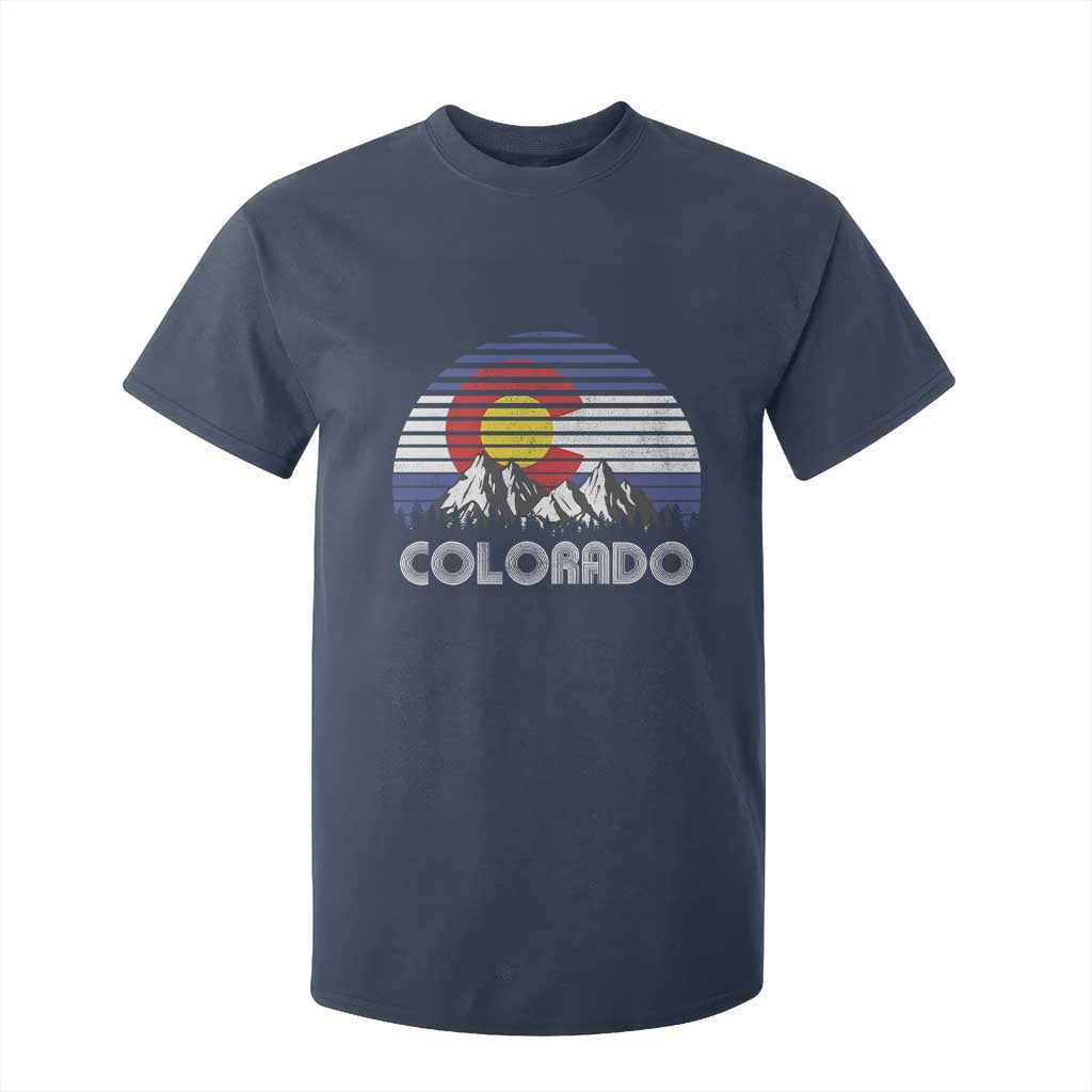Colorado Flag Mountain 70s Retro Patriotic Colorado State Day T Shirt For Kid TS11 Navy Print Your Wear