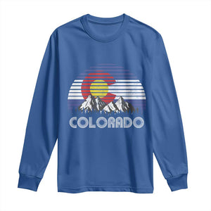 Colorado Flag Mountain 70s Retro Patriotic Colorado State Day Long Sleeve Shirt TS11 Royal Blue Print Your Wear
