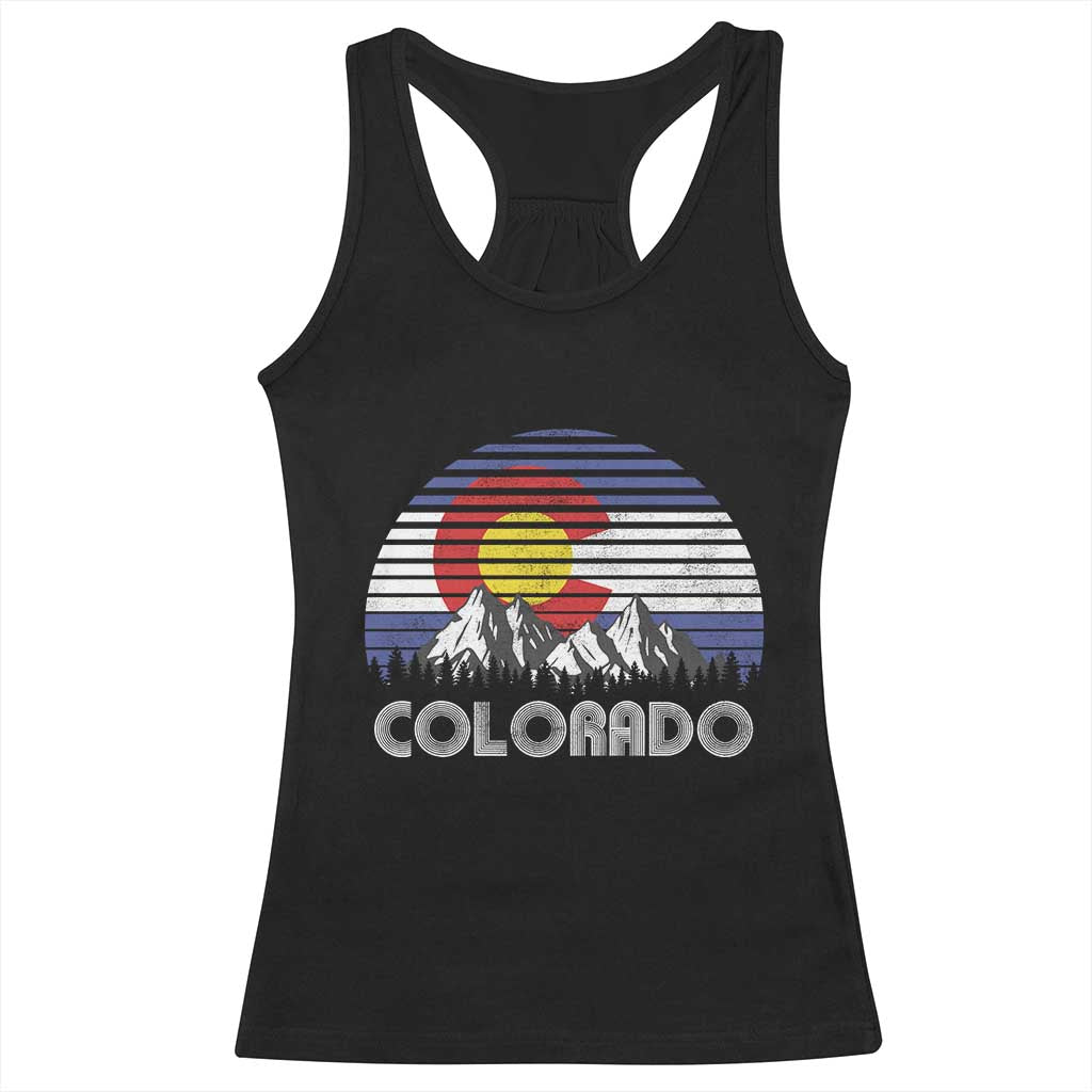Colorado Flag Mountain 70s Retro Patriotic Colorado State Day Racerback Tank Top TS11 Black Print Your Wear