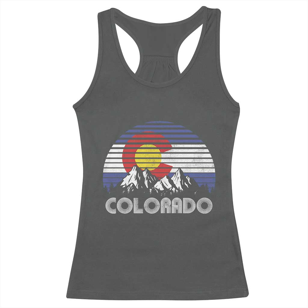 Colorado Flag Mountain 70s Retro Patriotic Colorado State Day Racerback Tank Top TS11 Dark Heather Print Your Wear