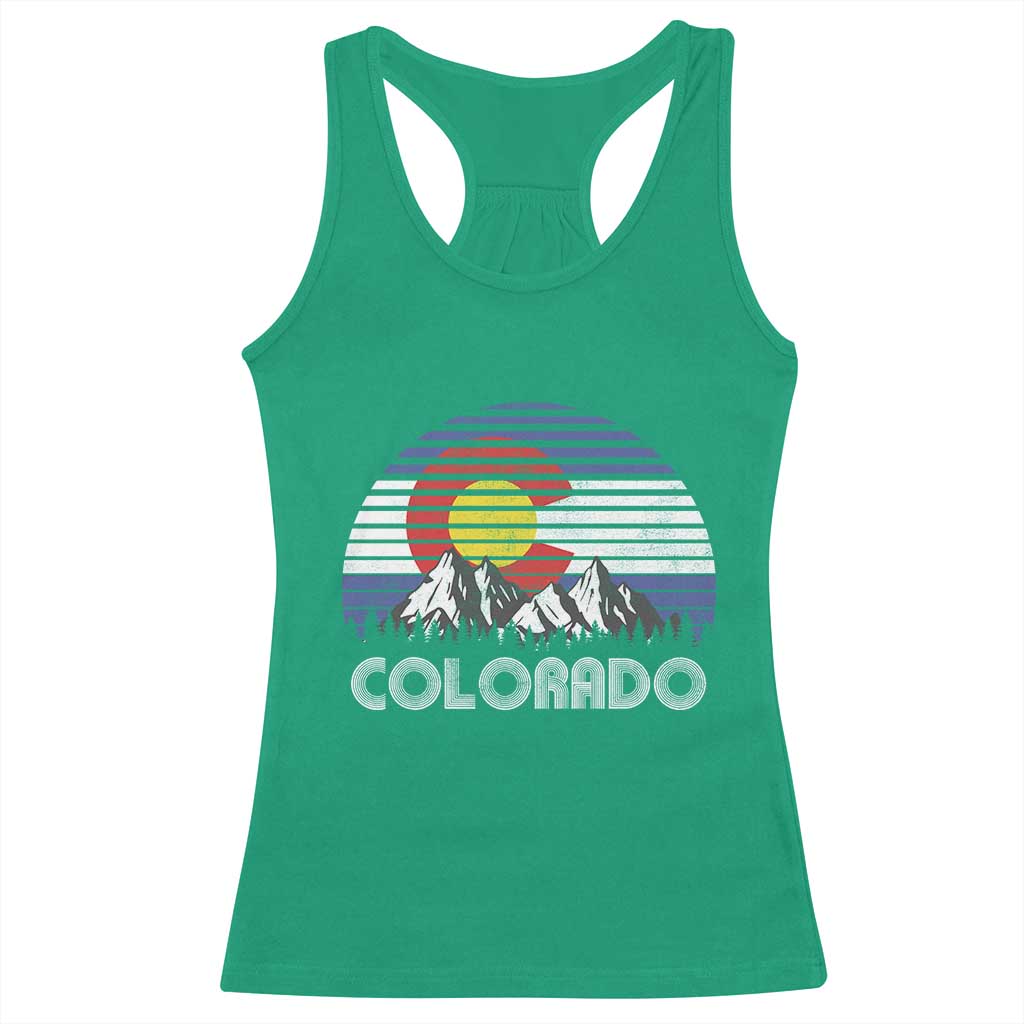 Colorado Flag Mountain 70s Retro Patriotic Colorado State Day Racerback Tank Top TS11 Irish Green Print Your Wear