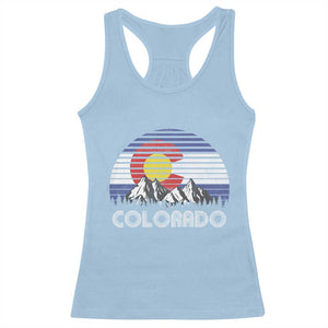 Colorado Flag Mountain 70s Retro Patriotic Colorado State Day Racerback Tank Top TS11 Light Blue Print Your Wear