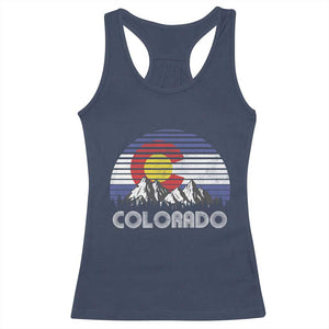 Colorado Flag Mountain 70s Retro Patriotic Colorado State Day Racerback Tank Top TS11 Navy Print Your Wear