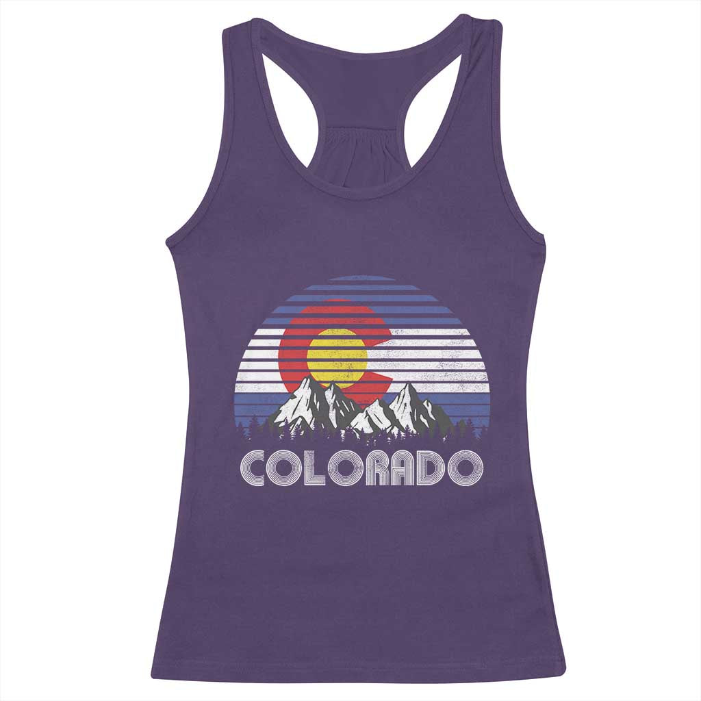 Colorado Flag Mountain 70s Retro Patriotic Colorado State Day Racerback Tank Top TS11 Purple Print Your Wear