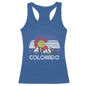 Colorado Flag Mountain 70s Retro Patriotic Colorado State Day Racerback Tank Top TS11 Royal Blue Print Your Wear