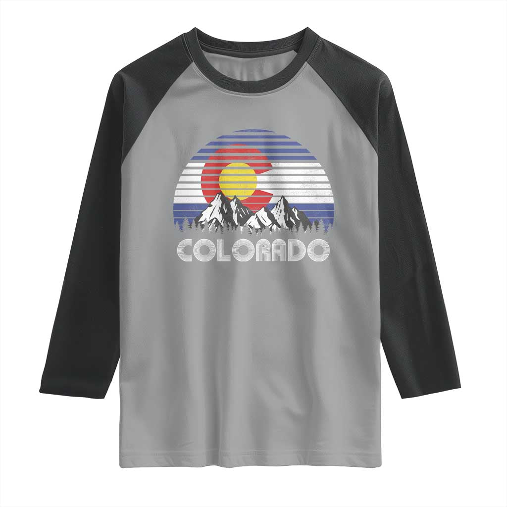 Colorado Flag Mountain 70s Retro Patriotic Colorado State Day Raglan Shirt TS11 Sport Gray Black Print Your Wear