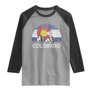 Colorado Flag Mountain 70s Retro Patriotic Colorado State Day Raglan Shirt TS11 Sport Gray Black Print Your Wear