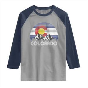Colorado Flag Mountain 70s Retro Patriotic Colorado State Day Raglan Shirt TS11 Sport Gray Navy Print Your Wear