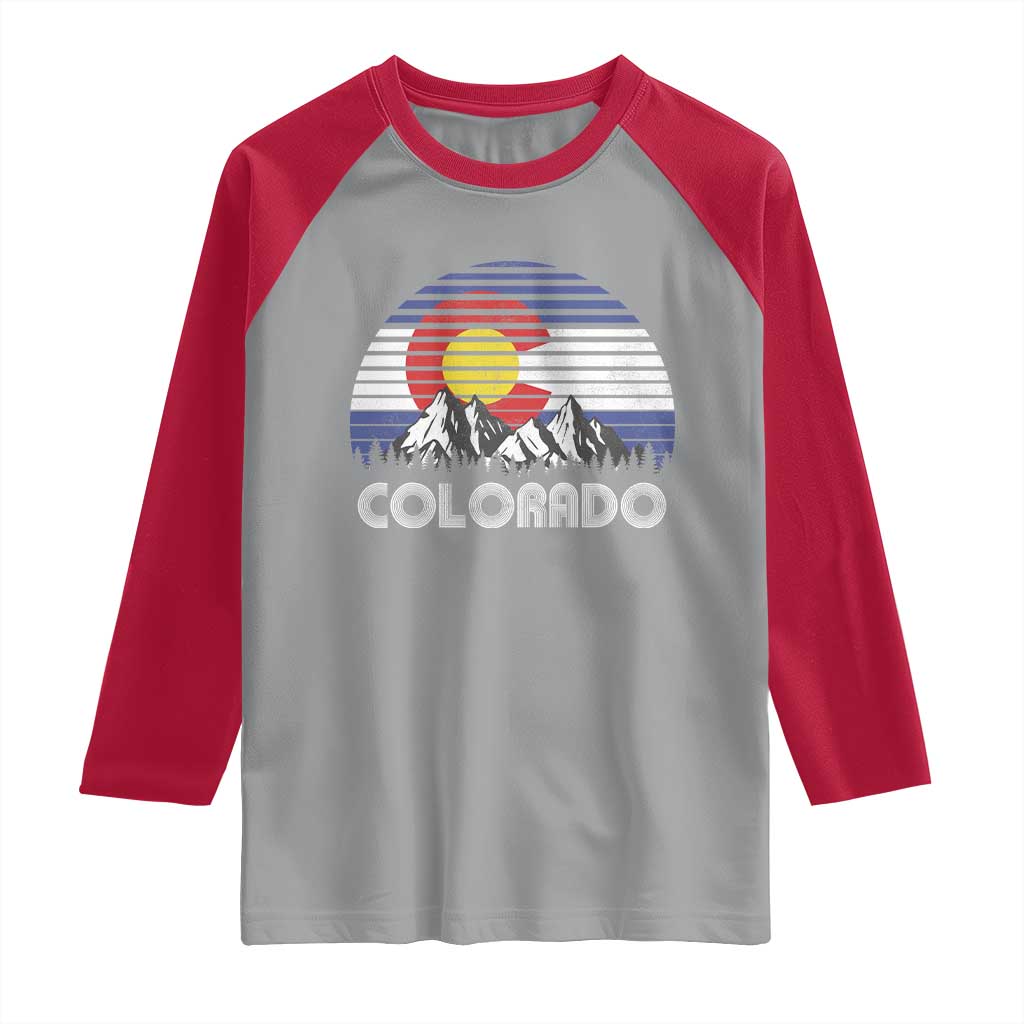 Colorado Flag Mountain 70s Retro Patriotic Colorado State Day Raglan Shirt TS11 Sport Gray Red Print Your Wear