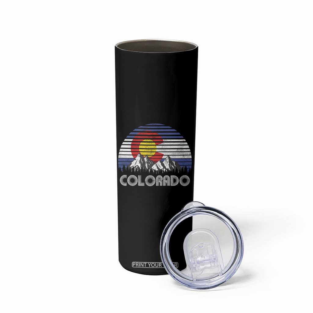 Colorado Flag Mountain 70s Retro Patriotic Colorado State Day Skinny Tumbler TS11 Print Your Wear