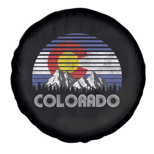 Colorado Flag Mountain 70s Retro Patriotic Colorado State Day Spare Tire Cover TS11 Print Your Wear